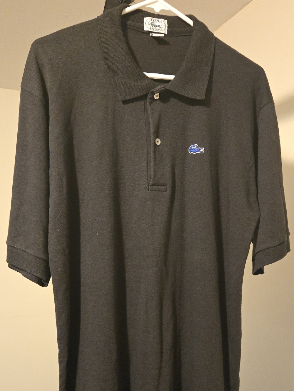 Lacoste Black Polo with Blue Crocodile Logo